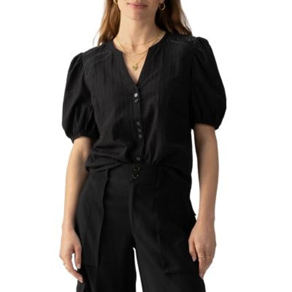 Sanctuary Lift Me Up Blouse Black Size XS NWT Long Sleeve Top Womens